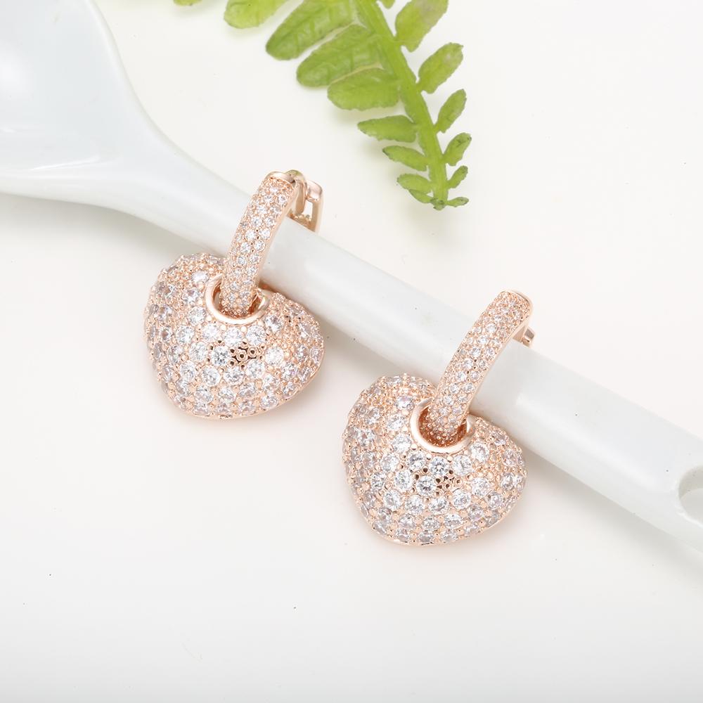 2022 Crystal Heart Hoop Earrings Rose Gold  Quality Wedding Engagement Bling Jewelry Earings For Women Party Gift
