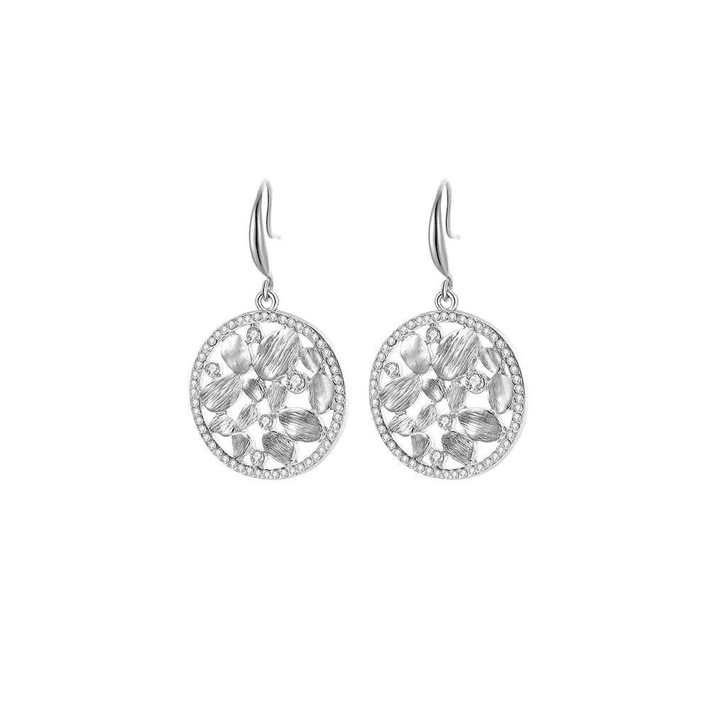 2022 Design Irregular Oval Flower Drop Earring For Woman Gold Color Clear White Crystal Round Elegant Earring Women Jewelry