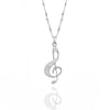 2022 Design Music Note Pendant Necklace for Women Gold Silvery Short Chain Clear Crystal Choker Wedding Jewelry