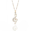2022 Design Music Note Pendant Necklace for Women Gold Silvery Short Chain Clear Crystal Choker Wedding Jewelry