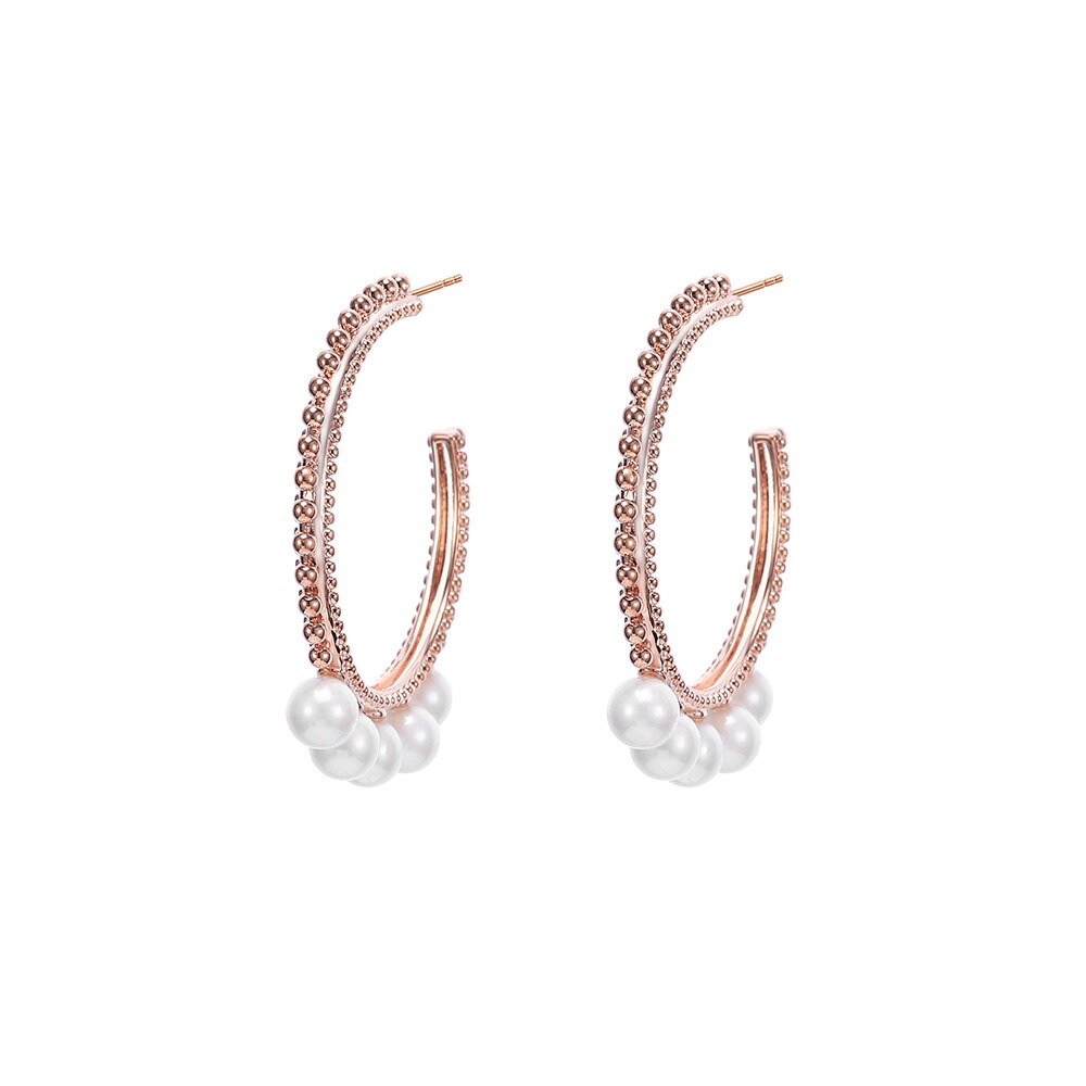 2022 Design Vintage Pearl Hoop Earings For Woman Gold Silvery Big Circle Earring For Girl Jewelry Gift
