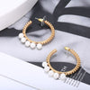 2022 Design Vintage Pearl Hoop Earings For Woman Gold Silvery Big Circle Earring For Girl Jewelry Gift