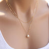 2021  Double layer Chain Gold Choker Necklace Women Korean Style Pearl Pendant Necklace  Jewelry Collar