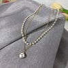 2021  Double layer Chain Gold Choker Necklace Women Korean Style Pearl Pendant Necklace  Jewelry Collar
