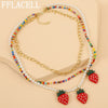 2020 Exaggerated Bohemia Handmade Pineapple Strawberry Cherry Colorful Beaded Flower Necklace for Women Vacation Jewellery