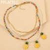 2020 Exaggerated Bohemia Handmade Pineapple Strawberry Cherry Colorful Beaded Flower Necklace for Women Vacation Jewellery
