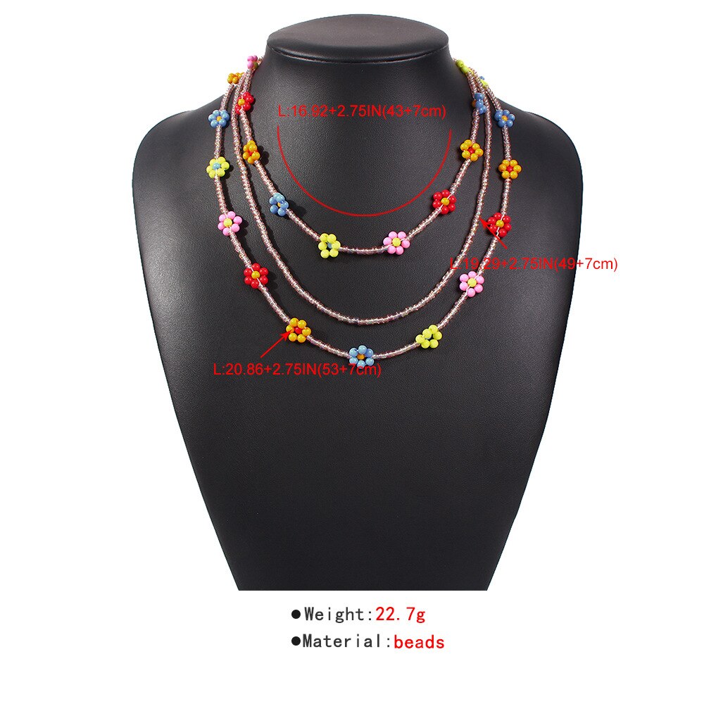 2020 Exaggerated Bohemia Handmade Pineapple Strawberry Cherry Colorful Beaded Flower Necklace for Women Vacation Jewellery