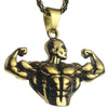 2022 Exaggerated Strong Figure Pendant Necklace Men's Gold Bodybuilding Arm Muscle Statue Pendant Necklace