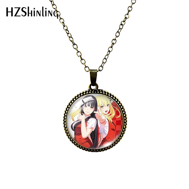 2022 Antique Plated Necklace Kakegurui Anime Glass Cabochon Pendants Necklace Jewelry