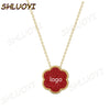 2021 Jewelry  SWA 1:1 Charm Simple Red Flower Clover Pendant Necklace Year Gift Gift for Girlfriend