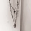 2021 Personality Cross Square Pendant Multilayer Hip Hop Long Chain Cool Simple Necklace for Women Men Jewelry Gifts