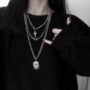 2021 Personality Cross Square Pendant Multilayer Hip Hop Long Chain Cool Simple Necklace for Women Men Jewelry Gifts
