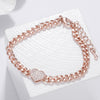 2022 Gold Cuban Chain Bracelet CZ Zirconia Heart Charm  Bracelets For Woman Classic Jewelry Accessories Party Gift