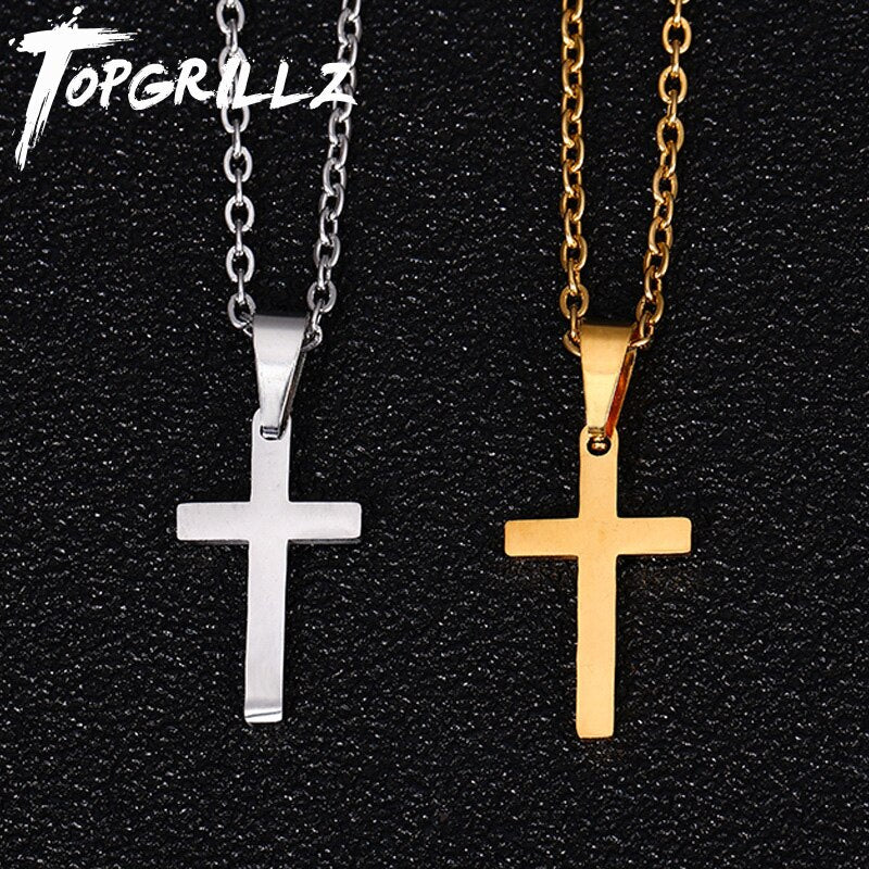2021 Hip Hop Classic Cross  With Gold Stainless Steel Chain Pendant Necklace Jewelry Gift For Men Women