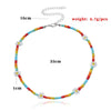 2021  Korea Lovely Daisy Flowers Colorful Beaded Charm Statement Short Choker Necklace for Women Vacation Jewelry