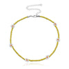 2021  Korea Lovely Daisy Flowers Colorful Beaded Charm Statement Short Choker Necklace for Women Vacation Jewelry