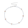 2022 Korea Lovely Daisy Flowers Colorful Beaded Charm Statement Short Choker Necklace for Women Vacation Jewelry