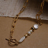 2021 Korean Round Buckle Necklace Necklace Bracelet Female, Female Party Accessory Gift Gold Pearl Natural Cm Women Bamboo