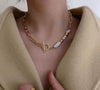 2021 Korean Round Buckle Necklace Necklace Bracelet Female, Female Party Accessory Gift Gold Pearl Natural Cm Women Bamboo