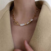 2021 Korean Round Buckle Necklace Necklace Bracelet Female, Female Party Accessory Gift Gold Pearl Natural Cm Women Bamboo