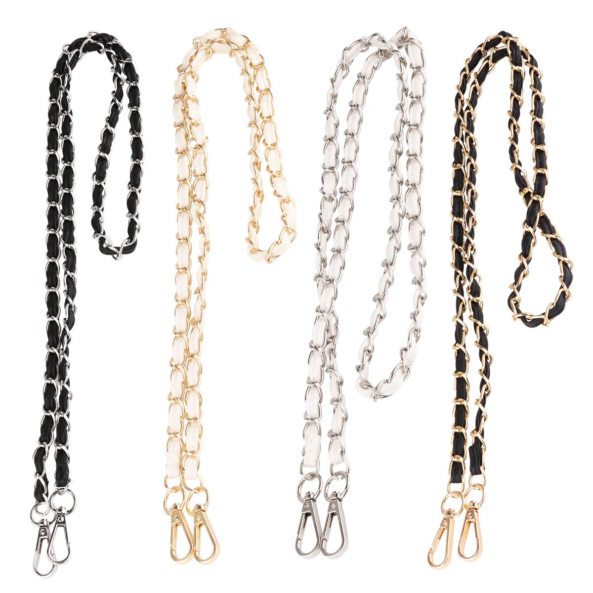 2022 Long 120cm Metal Purse Chain Strap Handle Replacement Metal with PU Leather Bag Chain Strap  For Handbag Shoulder Bag