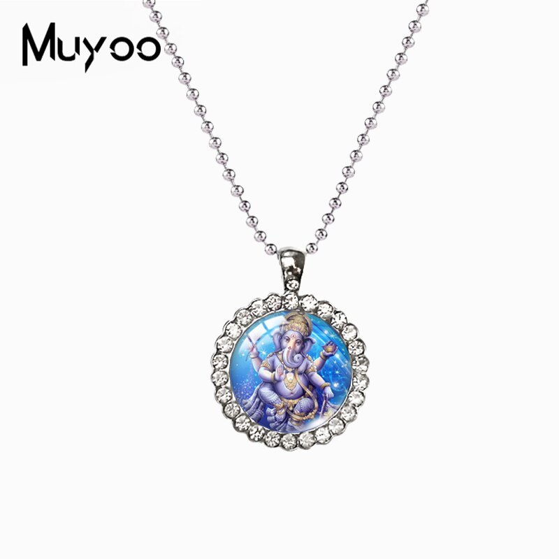 2022 Lord Ganesha Pendant Necklace Printed Photo Crystal Pendants Art Jewelry Glass Cabochon Necklaces