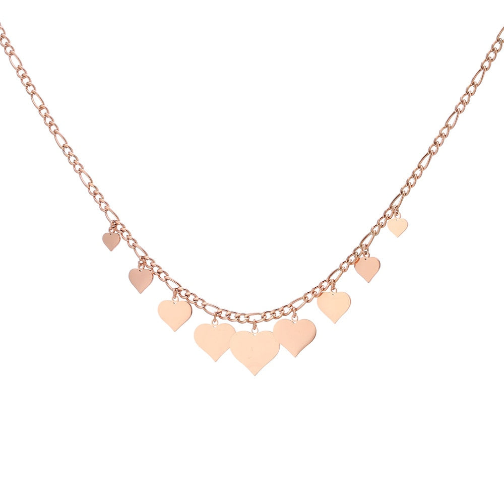 2022 Love Heart Pendant Stainless Steel Necklaces For Woman Rose Gold Color Choker Necklace Wedding Statement Jewelry Gifts