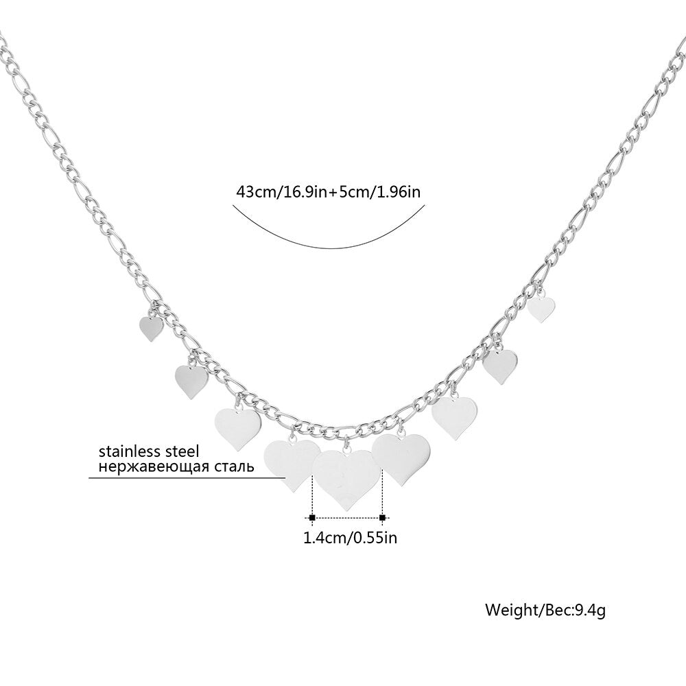 2022 Love Heart Pendant Stainless Steel Necklaces For Woman Rose Gold Color Choker Necklace Wedding Statement Jewelry Gifts