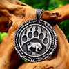 2022 Retro Style Stainless Steel Bear Paw Round Necklace Men's Trend Roaring Bear Print Pendant Necklace
