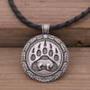 2022 Retro Style Stainless Steel Bear Paw Round Necklace Men's Trend Roaring Bear Print Pendant Necklace