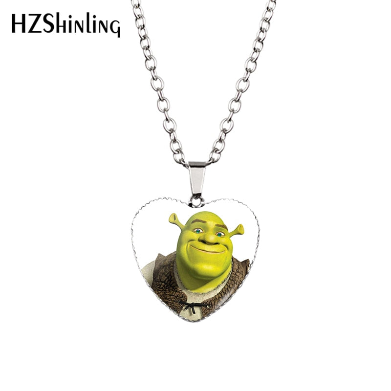 2021  Shrek Pendant Necklace Glass Cabochon Po Jewelry Heart Pendants Handmade Items