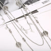 2022 Stainless Steel Necklace For Women Silvery Chain Leaf-Shaped Pendant Multi Layered Female Necklaces Accessories Jewelry