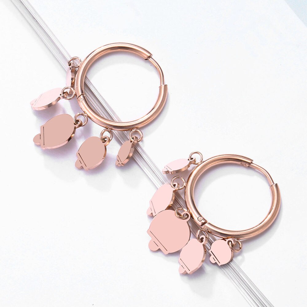2022 Sweet Ice Cream Hoop Earrings For Women Rose Gold Silvery Color Stainless Steel Earings For Girl Statement Jewelry