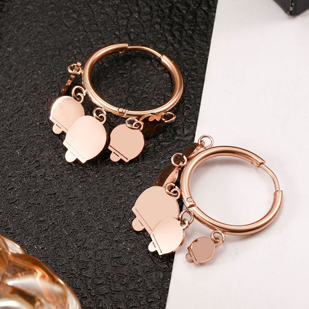 2022 Sweet Ice Cream Hoop Earrings For Women Rose Gold Silvery Color Stainless Steel Earings For Girl Statement Jewelry