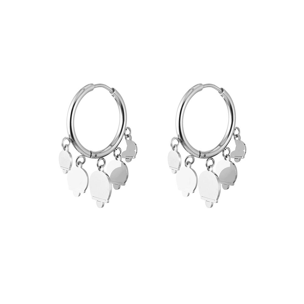 2022 Sweet Ice Cream Hoop Earrings For Women Rose Gold Silvery Color Stainless Steel Earings For Girl Statement Jewelry