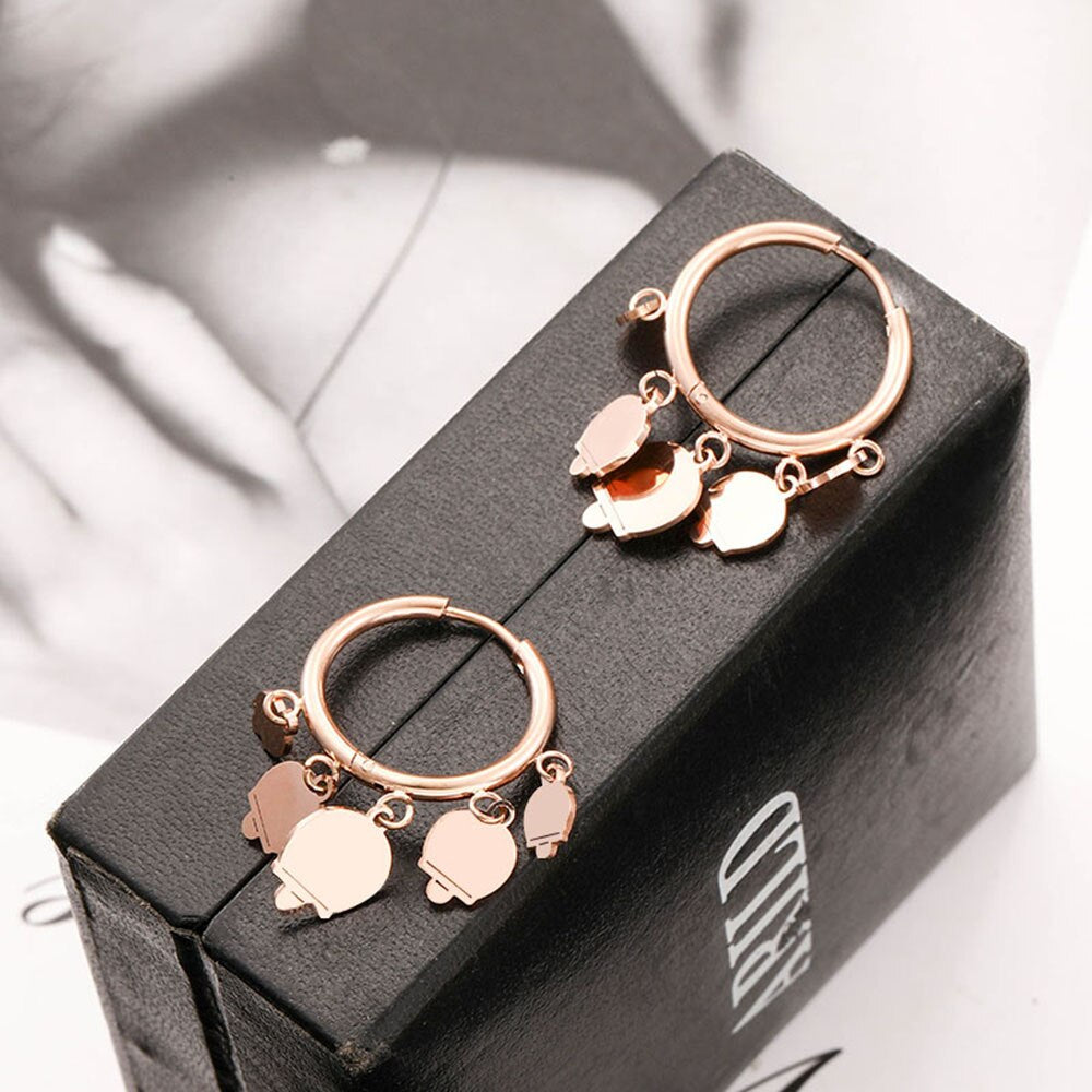 2022 Sweet Ice Cream Hoop Earrings For Women Rose Gold Silvery Color Stainless Steel Earings For Girl Statement Jewelry
