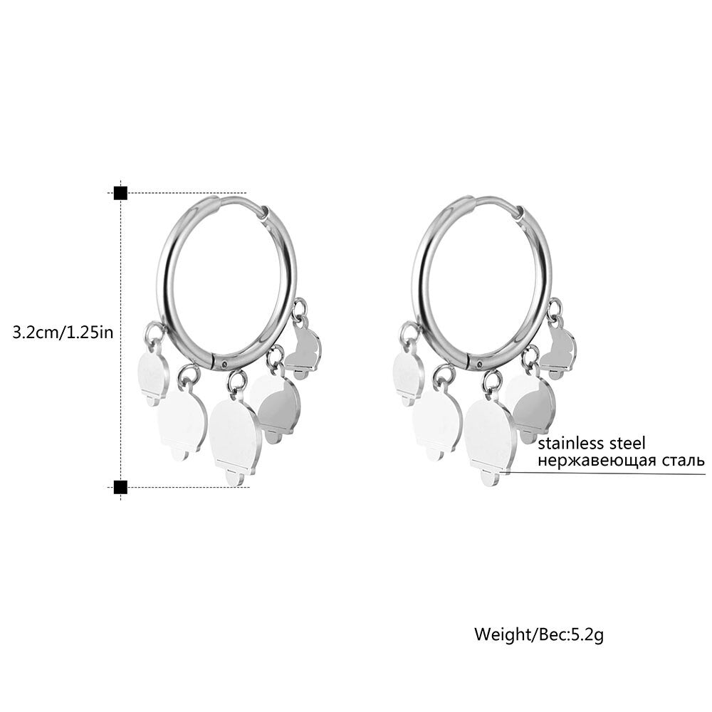 2022 Sweet Ice Cream Hoop Earrings For Women Rose Gold Silvery Color Stainless Steel Earings For Girl Statement Jewelry