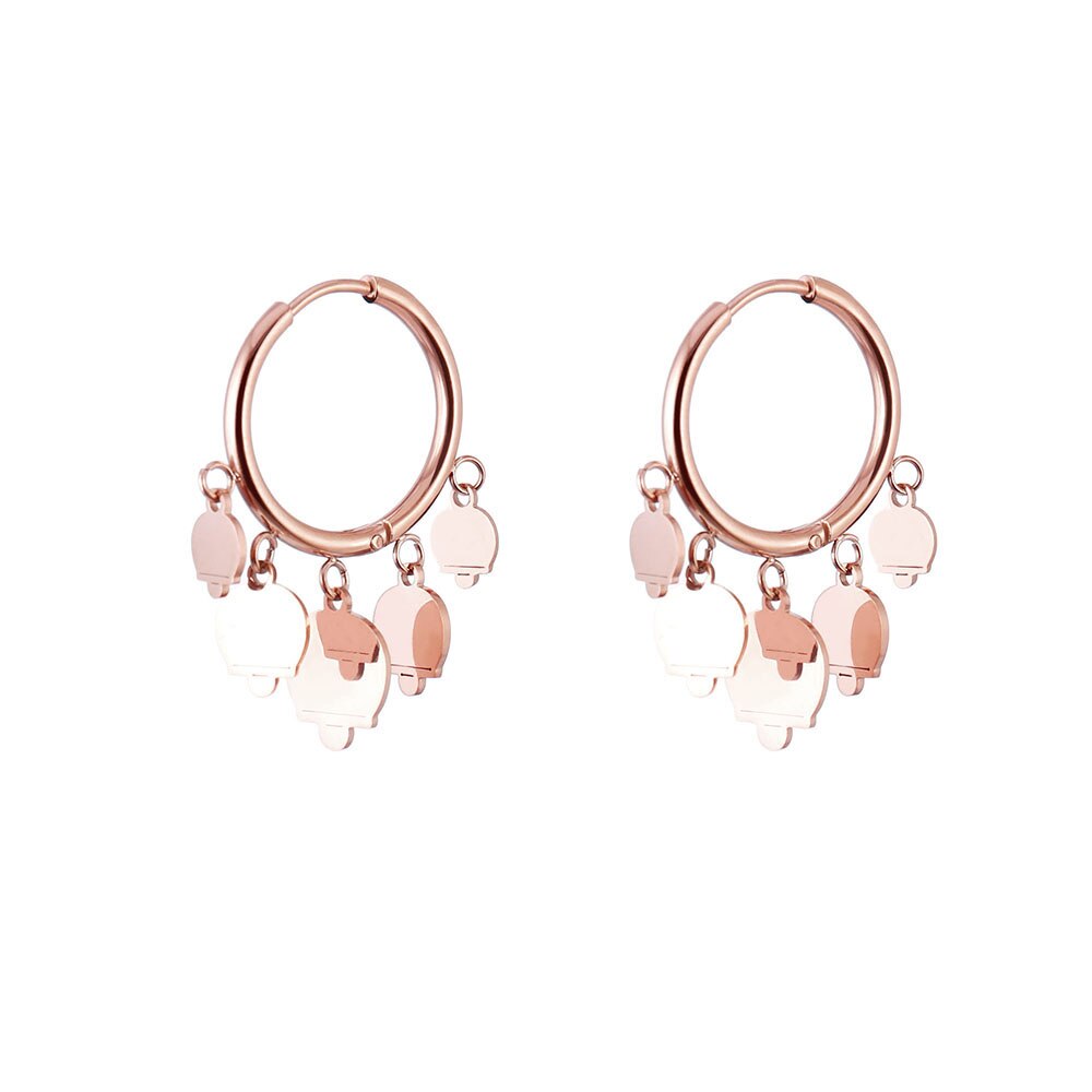 2022 Sweet Ice Cream Hoop Earrings For Women Rose Gold Silvery Color Stainless Steel Earings For Girl Statement Jewelry