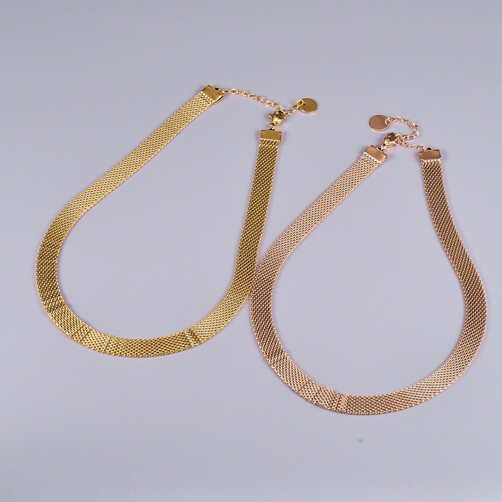 2021 Trend Mesh Belt Necklace for Women Stainless Steel Clavicle Chain Choker With Charms Jewelry Christmas Gifts