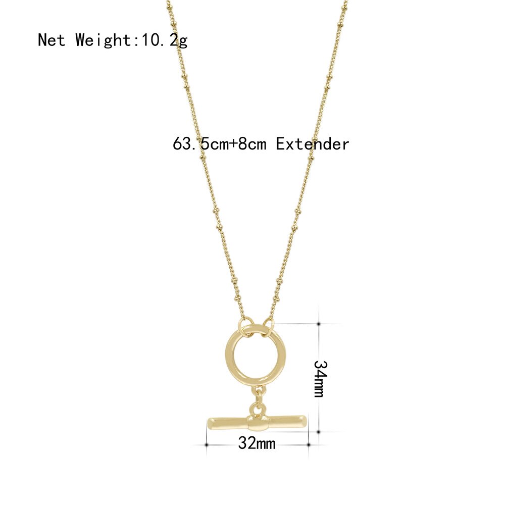 2021 Trendy Gold Color Plating T bar O bar Pendant Necklace For Women Girl Unique Special Party Jewelry