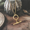 2021 Trendy Gold Color Plating T bar O bar Pendant Necklace For Women Girl Unique Special Party Jewelry