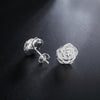 2022 Variety 925 Stamp Silver Color Earrings Flower Ear Stud Womens  Jewellery Love Gift