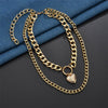 2021 Vintage Opens Pendant Necklace Bohemian Female Double-layer Necklaces for Women Hip hop Gold Cuban Chain Link Jewelry