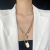 Exaggerated personality metal lock women's pendant alloy simple hip-hop long chain necklace women's accessories gift