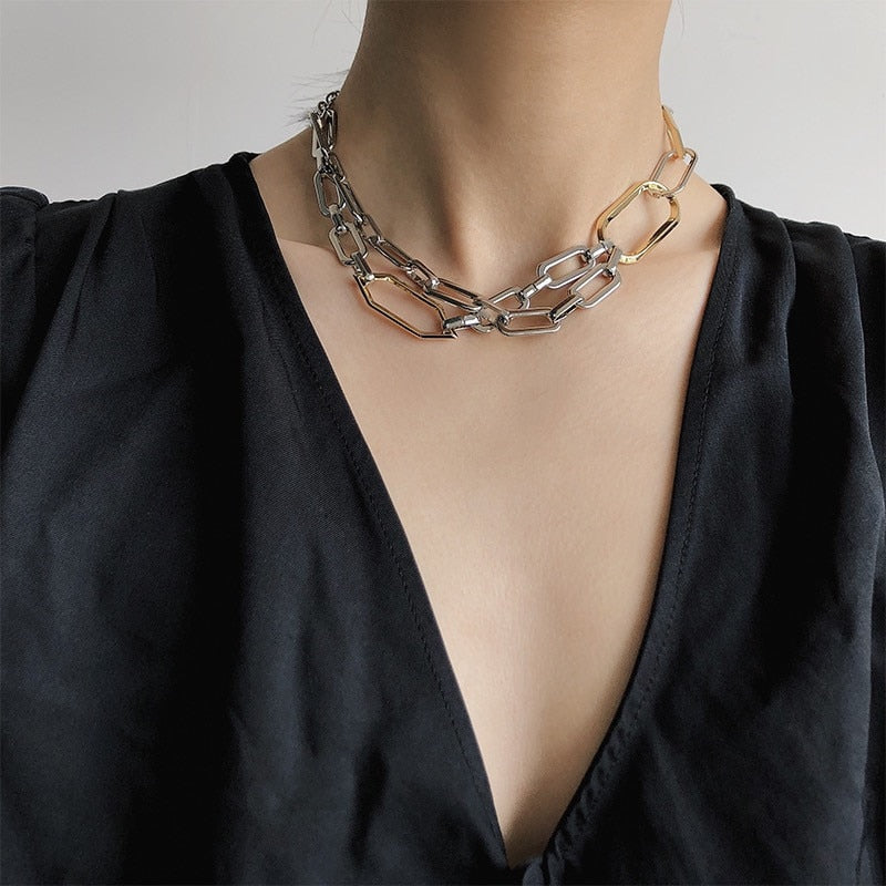 2021 irregular stitching creative personality choker necklace for women trendy streets hip hop statement necklace