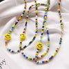 2021 hip-hop rock punk style ceramic smiling face colorful beads men's and women's general trend necklace
