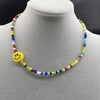 2021 hip-hop rock punk style ceramic smiling face colorful beads men's and women's general trend necklace