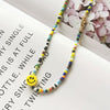 2021 hip-hop rock punk style ceramic smiling face colorful beads men's and women's general trend necklace