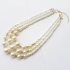 2021 style 3 layers strand handmade short pearl necklace,Gold-color 3R pearl beads neck clavicle necklace for women
