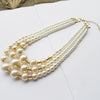 2021 style 3 layers strand handmade short pearl necklace,Gold-color 3R pearl beads neck clavicle necklace for women